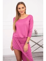 Asymetrické šaty, 3/4 rukávy, ružové