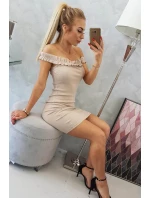 Španielske šaty s volánikmi béžovej