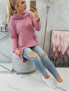Mikina s kapucňou s dlhým chrbtom tmavo ružová