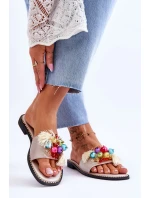 Klapki Z Ozdobnymi Koralikami S.Barski KV-2775-47 Nude