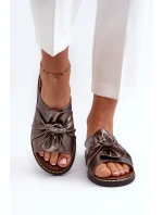 Klapki Damskie Na Płaskim Obcasie Miedziane Nelvira