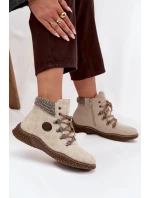 Ocieplane Botki Trapery Damskie Jasnobeżowe Zenaya