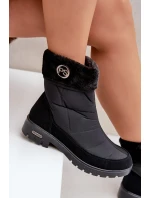 Damskie Modne Ocieplane Śniegowce Progress PROGJ-21-13 Czarne