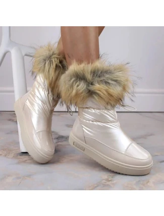 Dámske snežnice INT1924B s umelou kožušinou MM274380 Light beige - Big Star