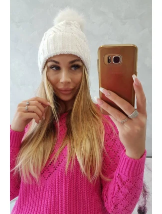 Fleecová kockovaná čiapka K226 biela