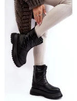 Śniegowce Damskie Na Grubej Podeszwie Z Suwakiem GOE MM2N4078 Czarne