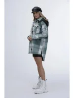 Zelená dámska károvaná košeľová bunda (AG3-1813)