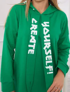 Oversize zelené šaty s kapucňou