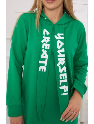 Oversize zelené šaty s kapucňou