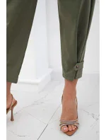 Letné nohavice Punto so zapínaním na gombíky khaki