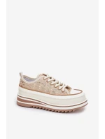 Trampki Damskie Na Masywnej Platformie S.Barski BF51-101 Beżowe