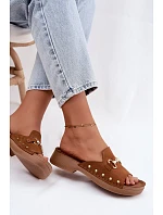 Semišové dámske papuče Inblu TF0002KU Camel