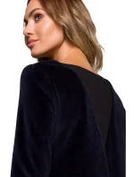 Zamatové šaty voľného strihu M566 tmavo modré - MOE