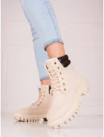 Pohodlné hnedé členkové topánky s plochým podpätkom pre ženy Pohodlné hnedé členkové topánky s plochým podpätkom pre ženy