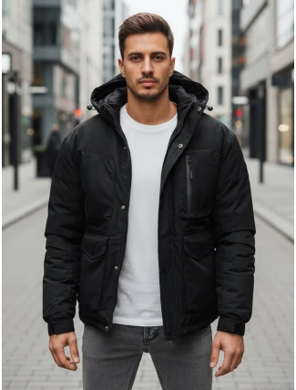 Pánska zimná bunda s kapucňou čierna FashionStreet TX5110