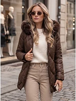 Dámska zimná prešívaná bunda LOVEINSIDE s kožušinou, hnedá, FashionStreet TY5052 Dámska zimná prešívaná bunda LOVEINSIDE s kožušinou, hnedá, FashionStreet TY5052