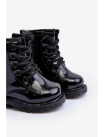 Dziecięce Botki Lakierowane Z Suwakiem Czarne Tibbie