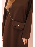 Dámske šaty voľného strihu s retiazkou IT-85 Tmavo fialové - K-Fashion