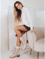 Dámske semišové šnurovacie čižmy béžové FashionStreet ZY1235