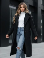 Dámsky dlhý kabát z ovčej kože čierny FashionStreet NY0754z