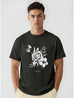 Pánske bavlnené tričko nadrozmernej veľkosti s čiernou potlačou FashionStreet NX1040R Pánske bavlnené tričko nadrozmernej veľkosti s čiernou potlačou FashionStreet NX1040R