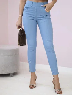 Nohavice z farebného denimu s džínsovou mašľou