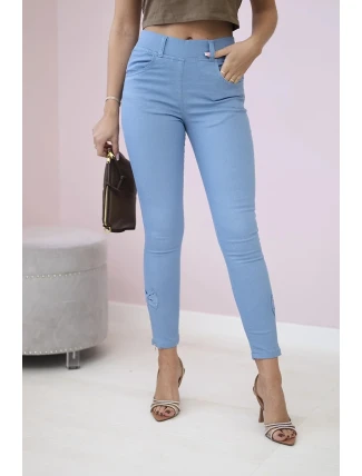 Nohavice z farebného denimu s džínsovou mašľou