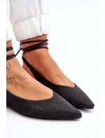 Wiązane Baleriny Z Dżetami Czarne Mavis