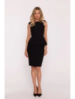 S427 Peplum šaty - čierne