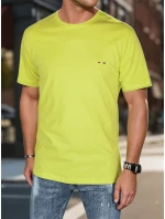 Pánske bavlnené základné tričko s výšivkou žlté FashionStreet RX5637 Pánske bavlnené základné tričko s výšivkou žlté FashionStreet RX5637
