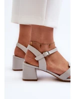 Sandały Damskie Na Obcasie Z Eko Skóry Sergio Leone SK894 Szare