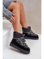 Zamszowe Śniegowce Damskie Z Grubym Sznurowaniem D.Franklin DFSH375003 Czarne