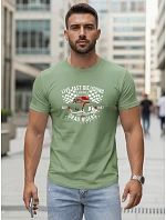 Pánske bavlnené tričko s potlačou auta svetlozelené FashionStreet NX5087R Pánske bavlnené tričko s potlačou auta svetlozelené FashionStreet NX5087R