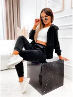 Čierna dámska tepláková súprava s kapucňou na zips (829)