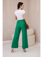 Viskózové nohavice so širokými nohavicami zelené