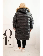 Dámska bunda s kapucňou a kožušinou Plus Size Black
