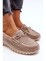 Mokasyny Damskie Z Kokardą Beżowe Reece Mokasyny Damskie Z Kokardą Beżowe Reece