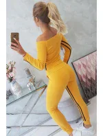 Súprava s dvojitými pruhmi horčicová + čierna