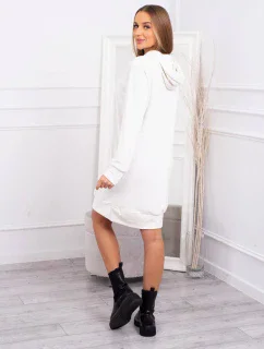 Velúrové šaty s kapucňou ecru