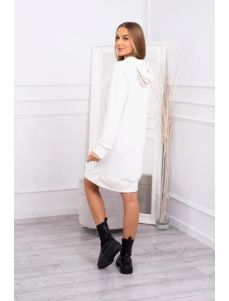 Velúrové šaty s kapucňou ecru