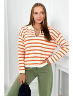 Pruhovaný sveter pomaranč Pruhovaný sveter pomaranč