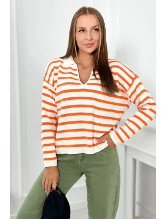 Pruhovaný sveter pomaranč Pruhovaný sveter pomaranč