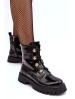 Damskie Ocieplane Botki Z Ozdobnymi Guzikami D&A MR870-51 Czarne