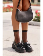 Skórzane Damskie Mokasyny Z Kokardką I Sercem D&A LZ42-032 Czarne