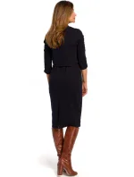 S194 Pletené šaty s výstrihom do V - tmavo modré