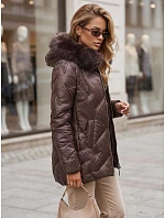 Dámska zimná bunda LOVEINSIDE, prešívaná s kožušinovým lemom, fialová, FashionStreet TY5814 Dámska zimná bunda LOVEINSIDE, prešívaná s kožušinovým lemom, fialová, FashionStreet TY5814