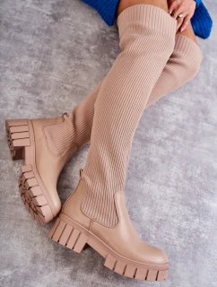 Dámske vysoké topánky Workers Beige Austin