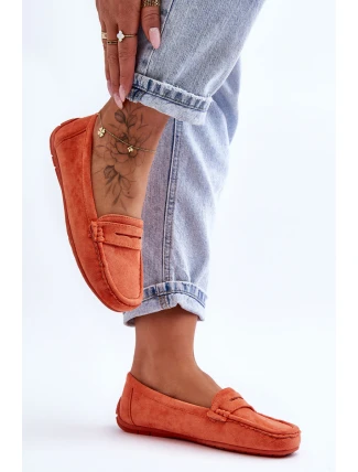 Damskie Zamszowe Mokasyny Pomarańczowe Lenvie