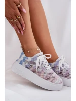 Sneakersy Damskie Na Platformie Z Szydełkową Cholewką Multikolor Mirietto