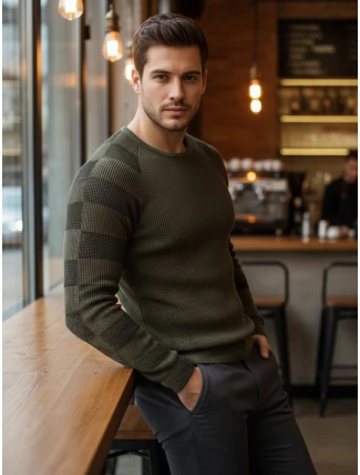 Pánsky khaki sveter FashionStreet WX1637